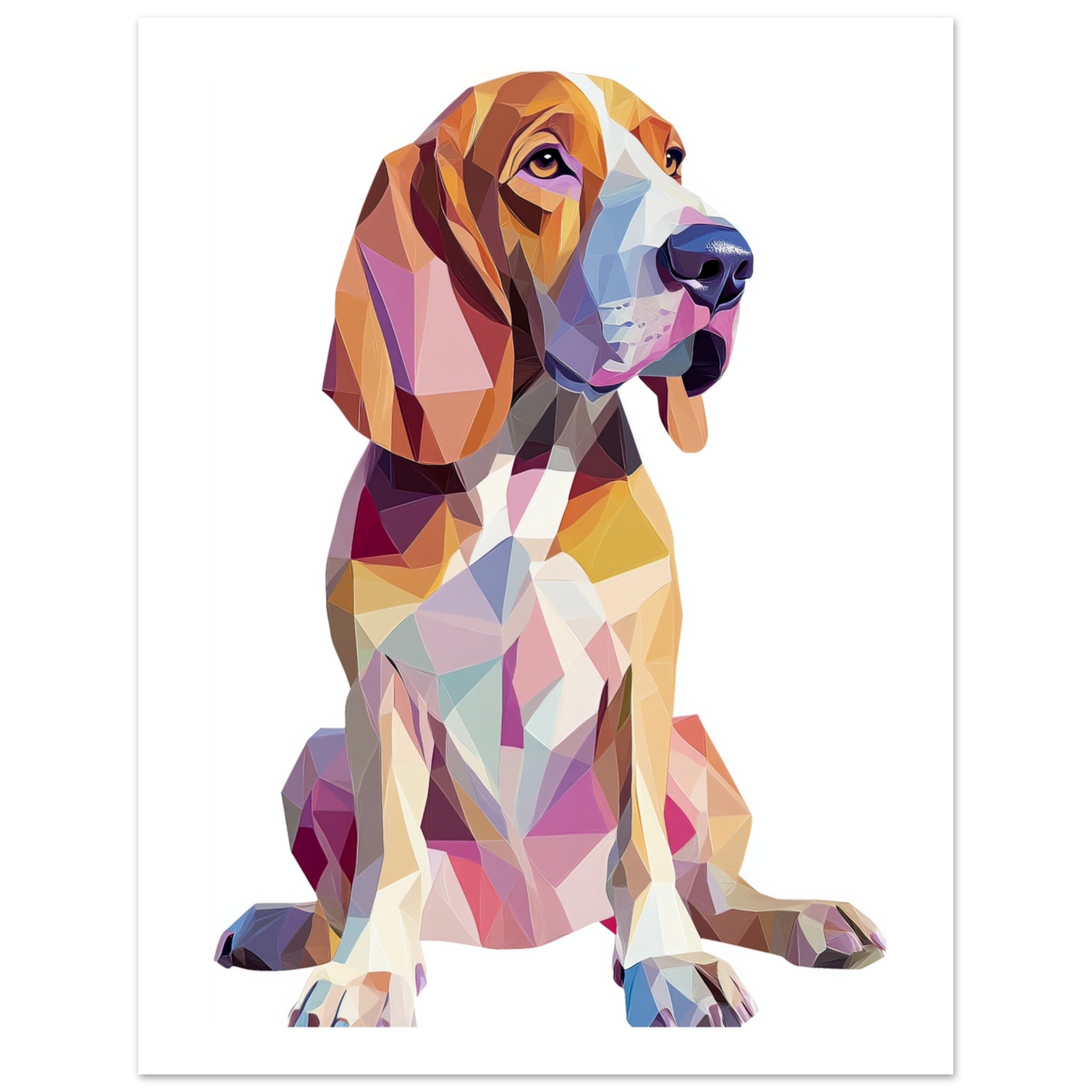 Bloodhound Dog Illustrated with Colorful Triangles