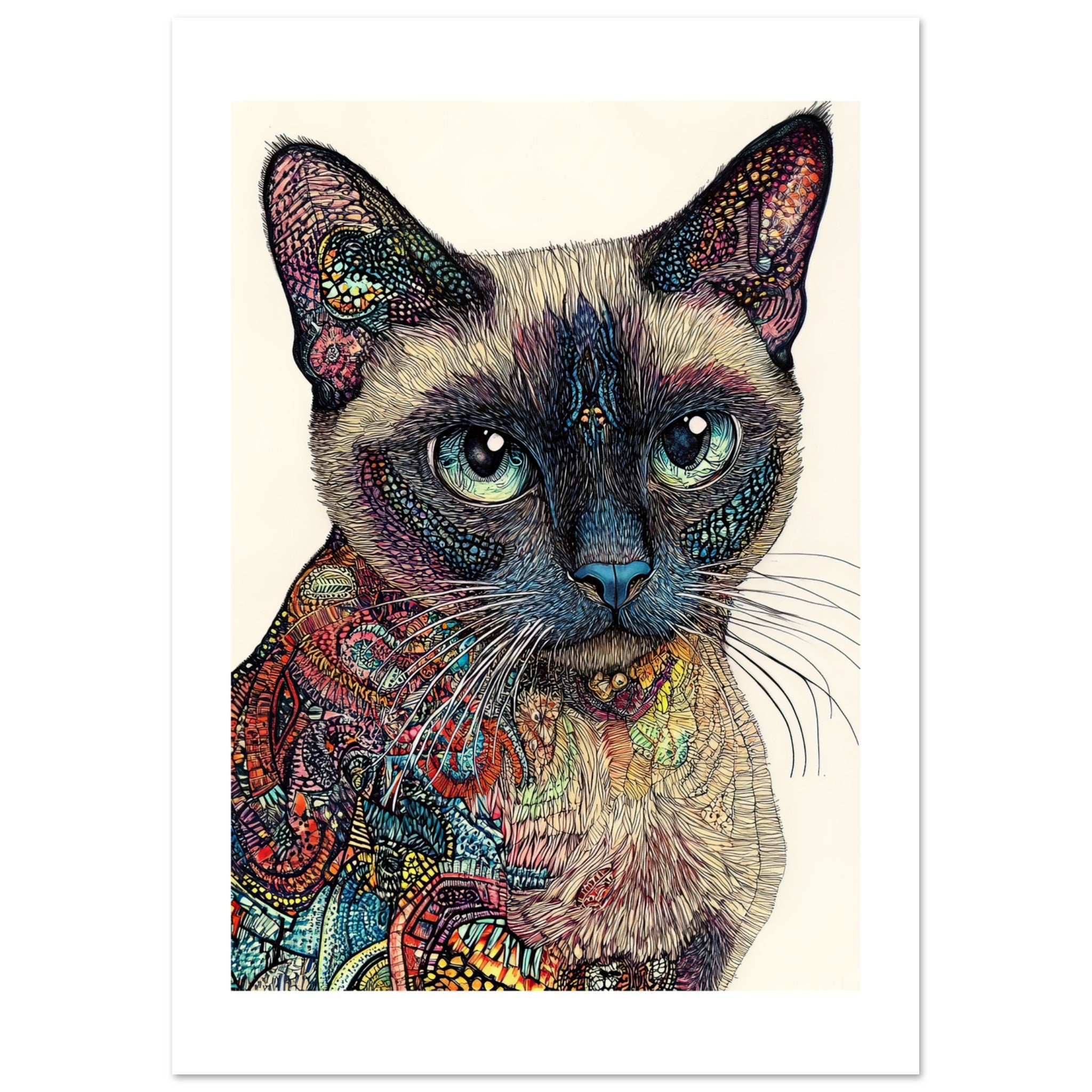 Burmese Cat Painted With Tone Pen 2