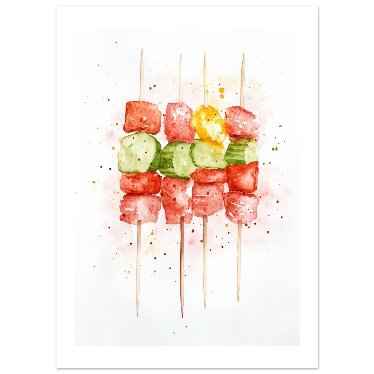 Antipasto Skewers Watercolor Painting Wall Art 2