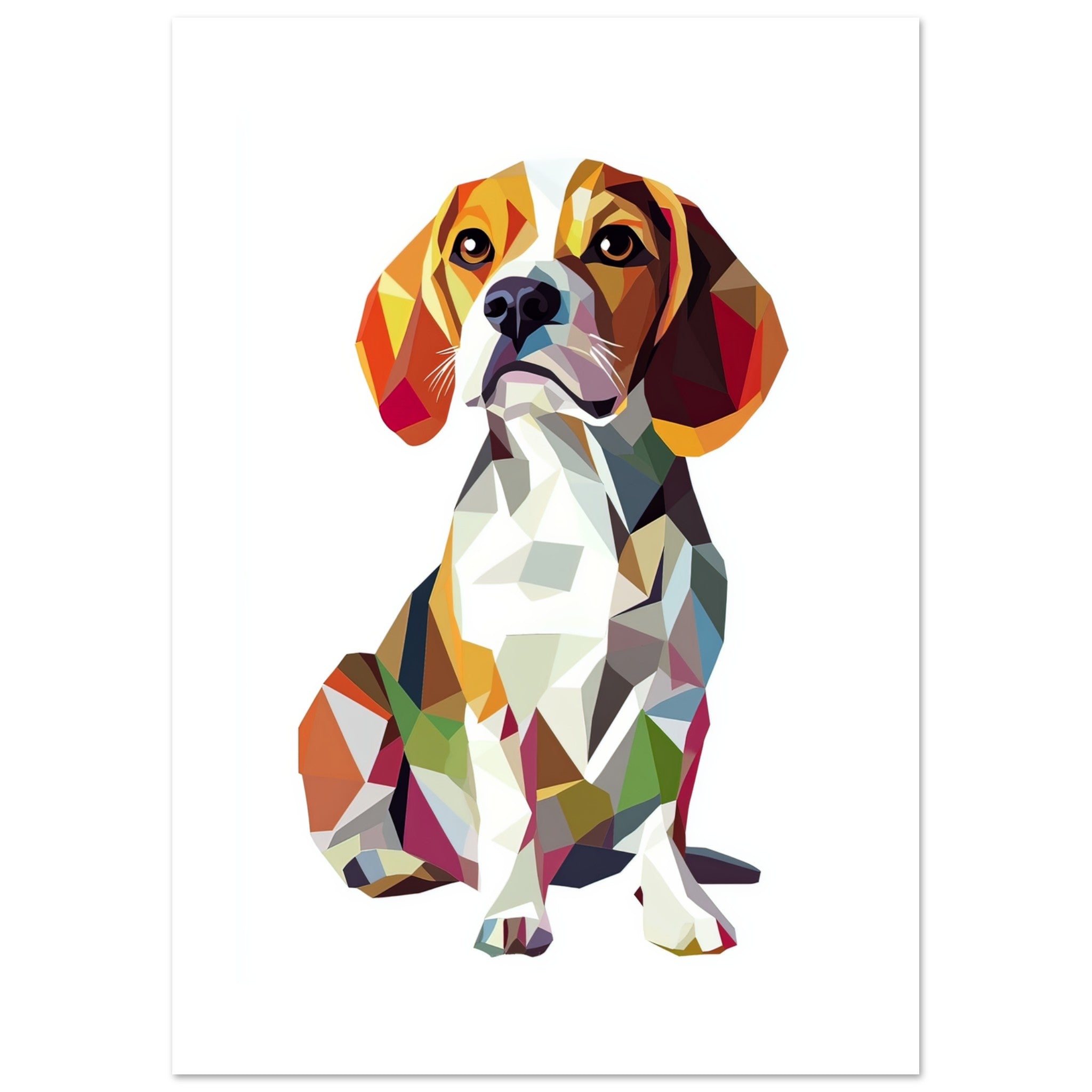 Beagle Dog Illustrated with Colorful Triangles