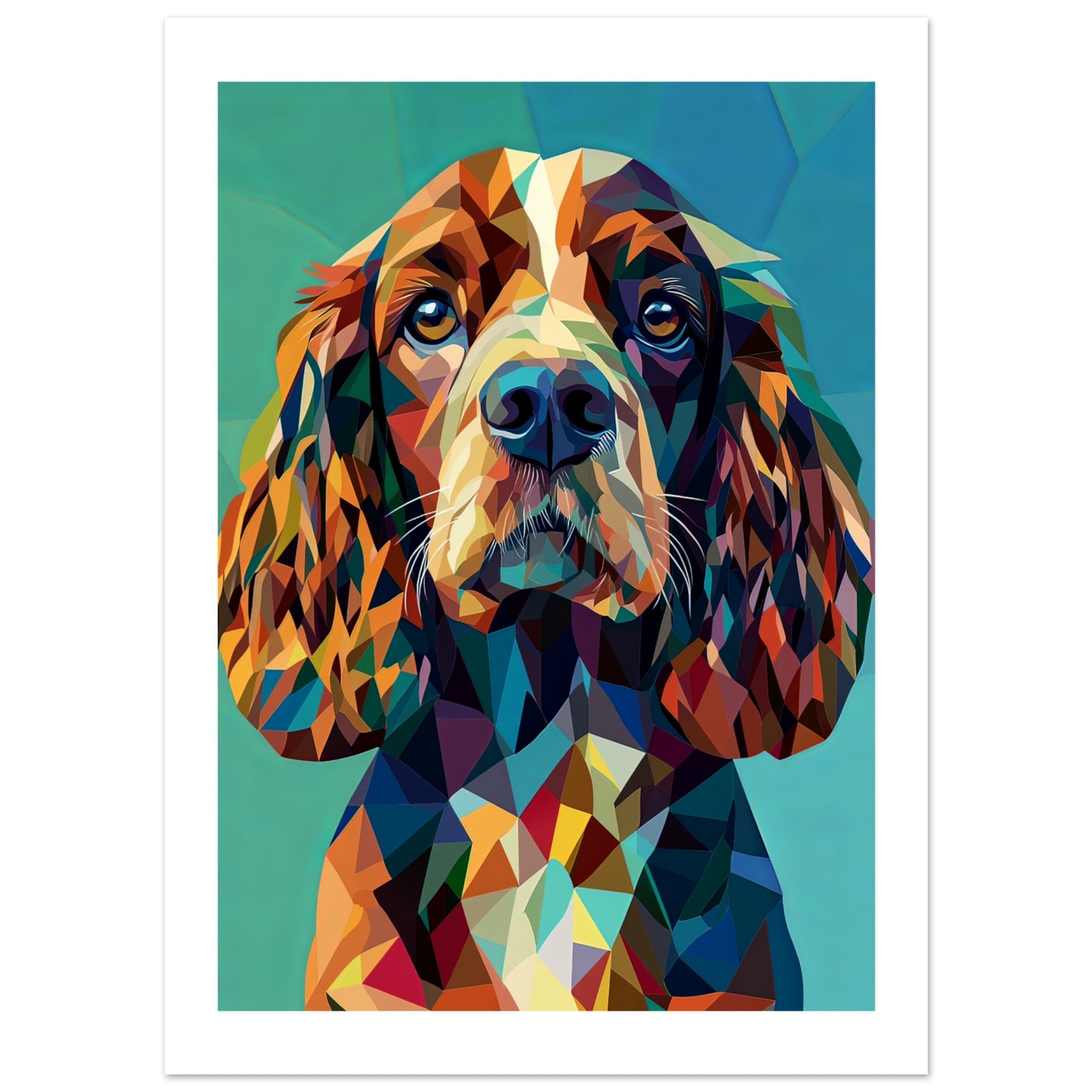 Boykin Spaniel Dog Illustrated with Colorful Triangles