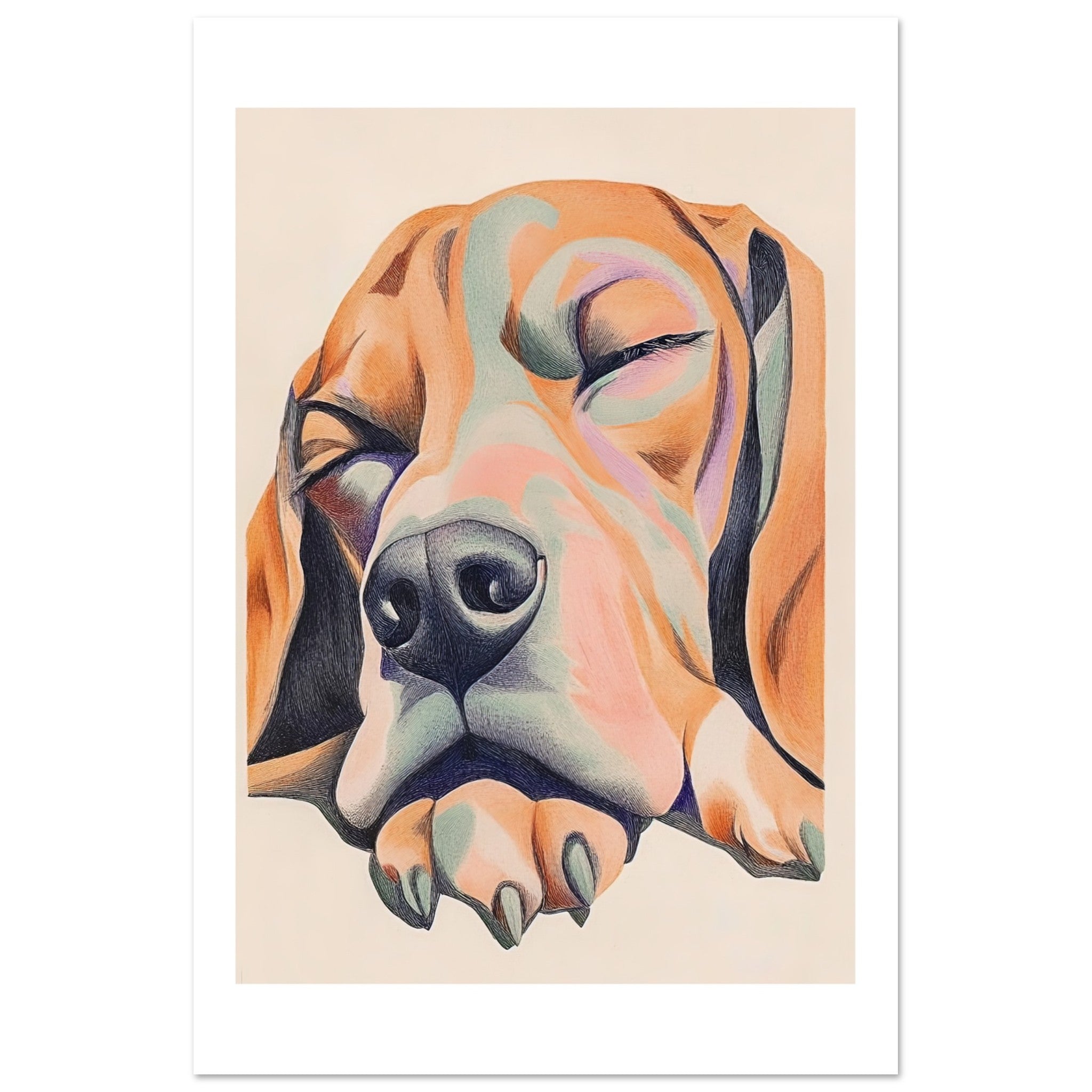 Bloodhound Dog Relaxing Pastel Colored 1