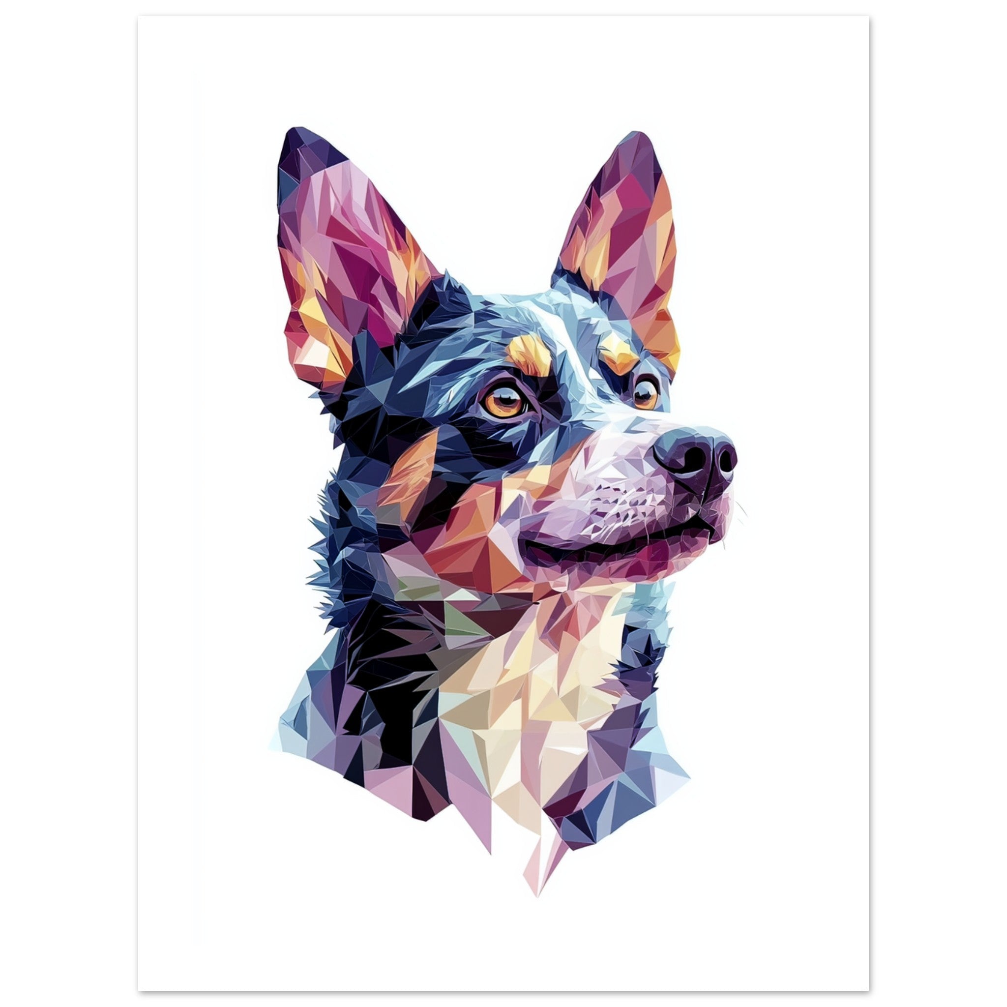 Australian Cattle Dog Illustrated with Colorful Triangles