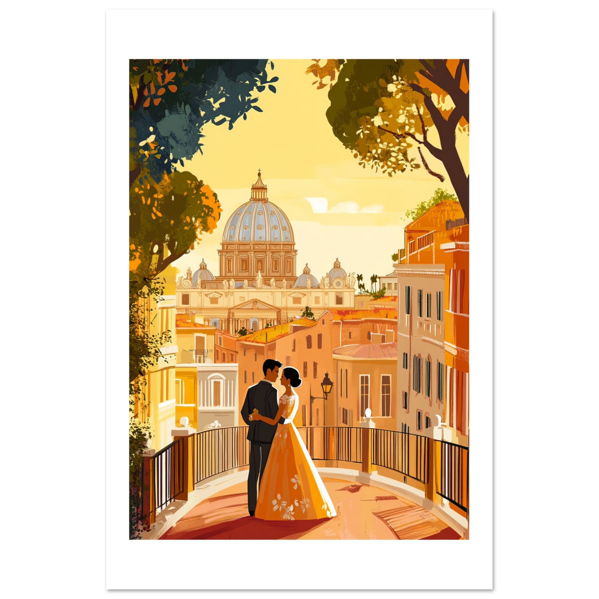 An asian wedding couple infront of Rome 1