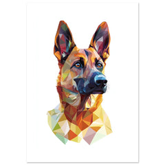 Belgian Malinois Dog Illustrated with Colorful Triangles 2