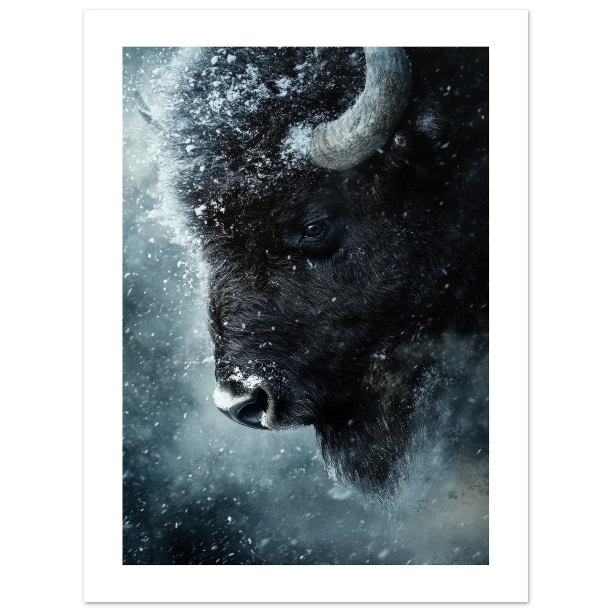 Bison portrait in a snowstorm 2