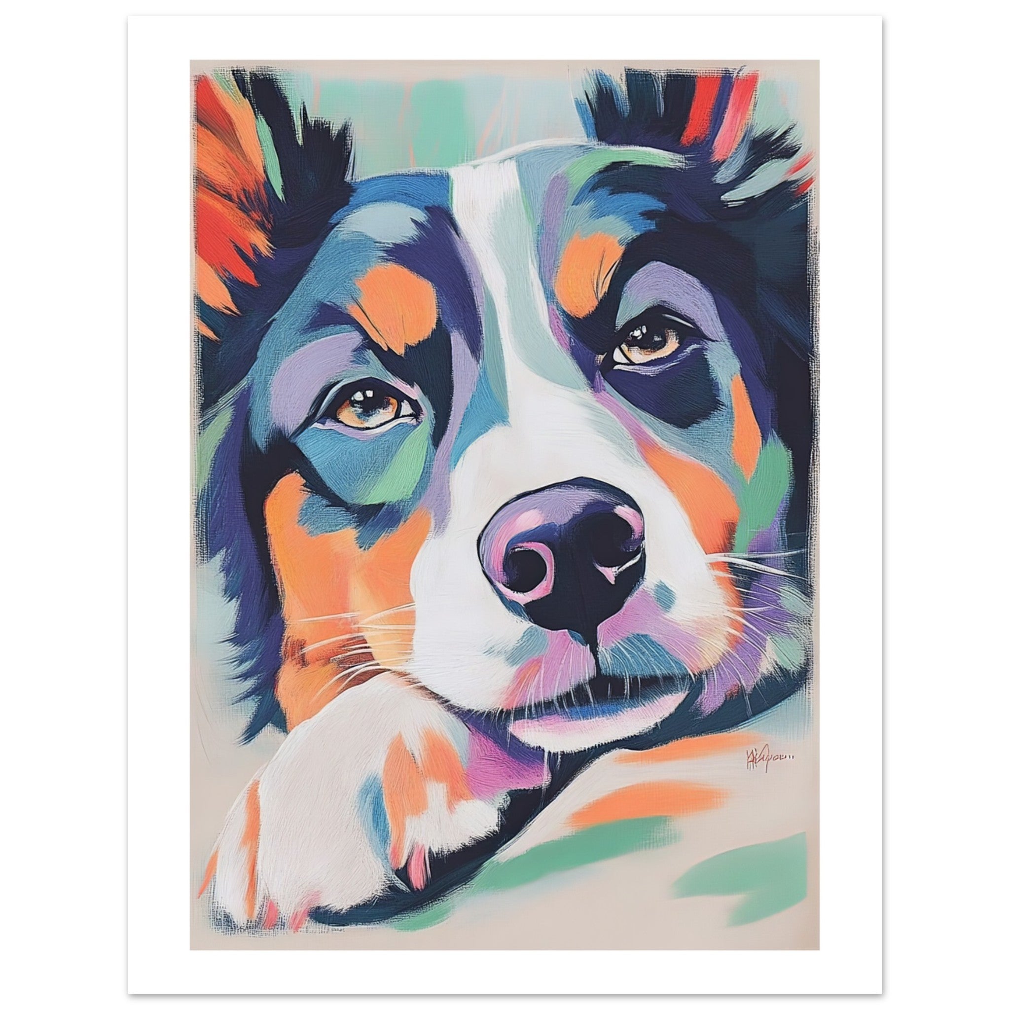 Australian Shepherd Dog Relaxing Pastel Colored