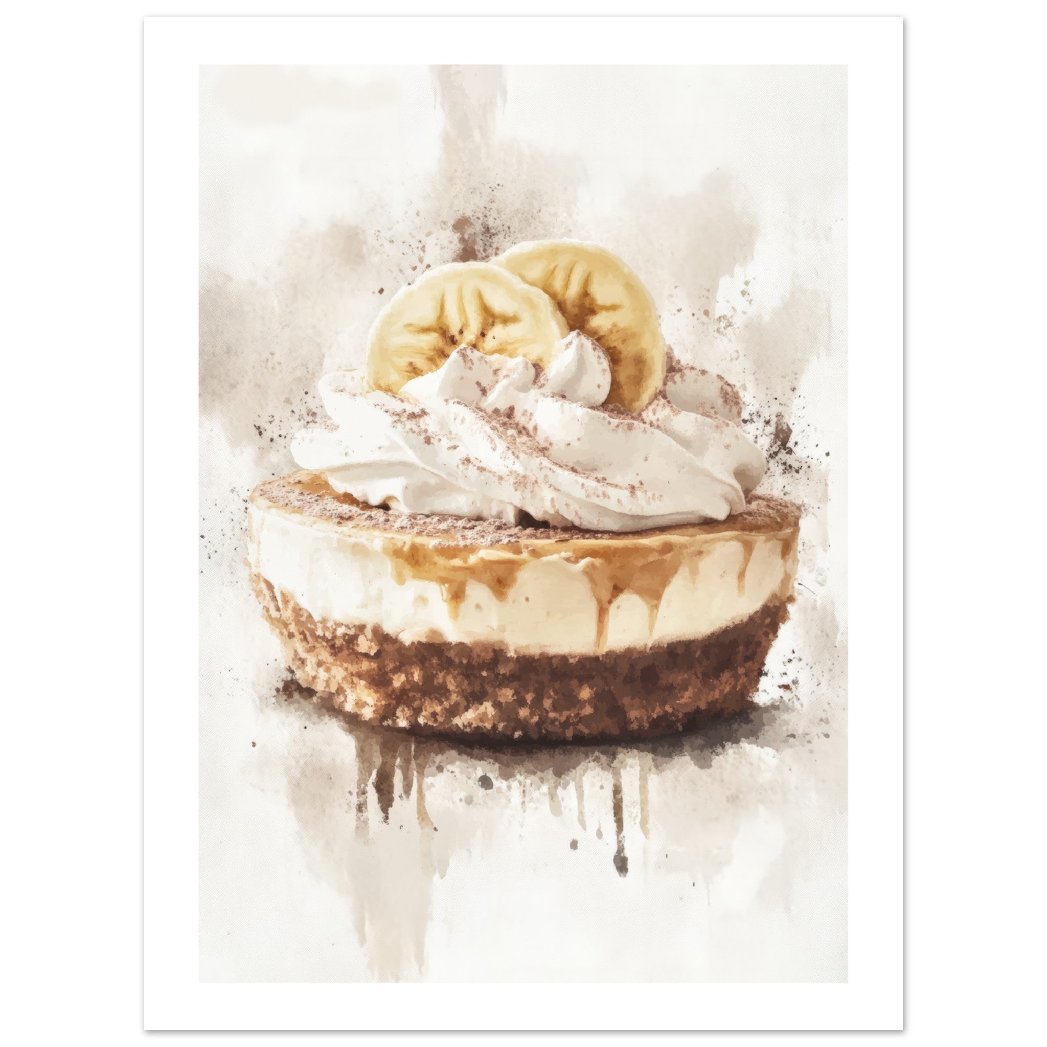 Banoffee Pie Watercolor Painting Wall Art 1