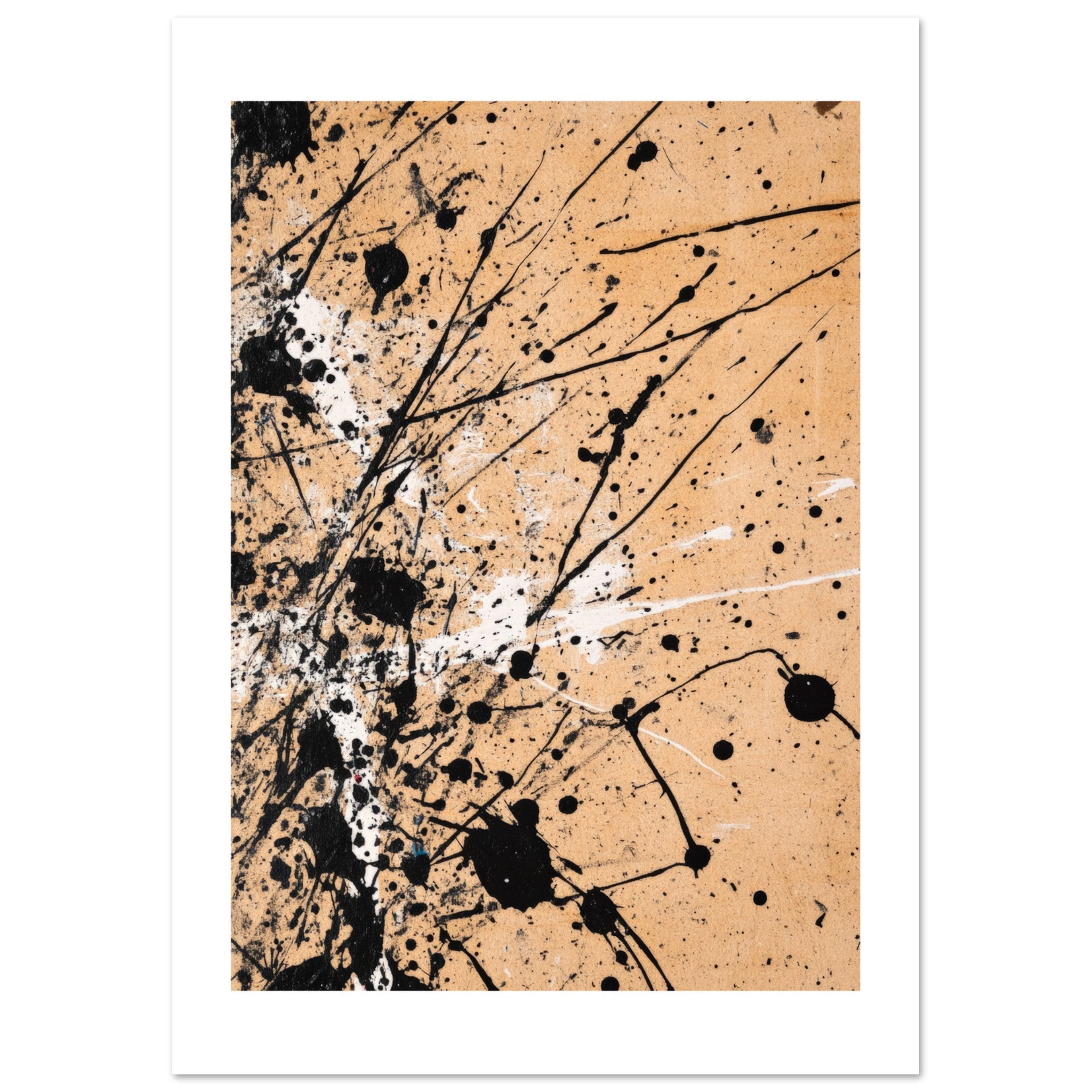 Black and white splashes on beige background 3