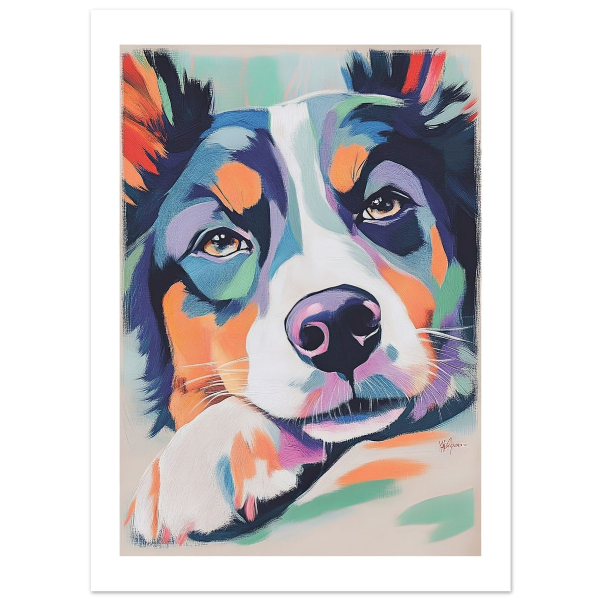 Australian Shepherd Dog Relaxing Pastel Colored