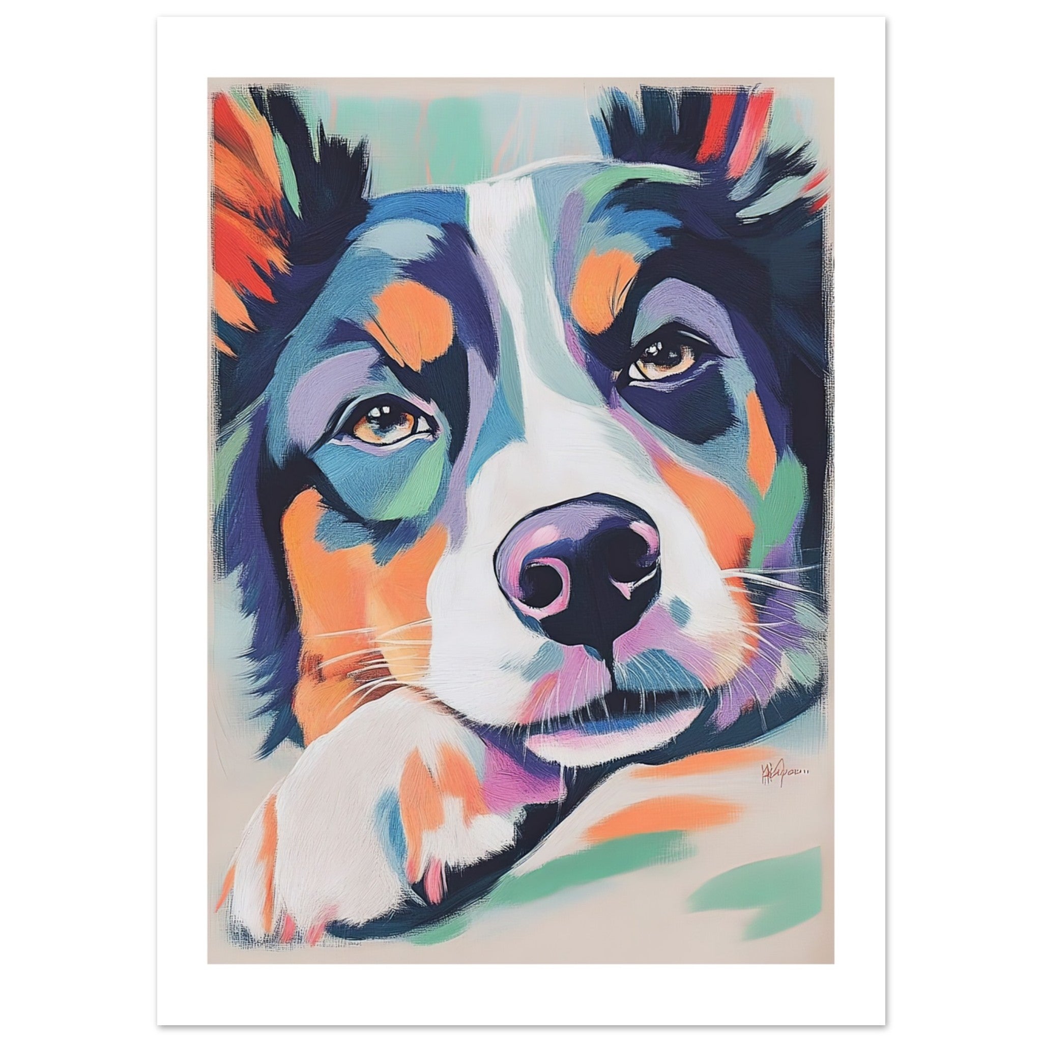 Australian Shepherd Dog Relaxing Pastel Colored