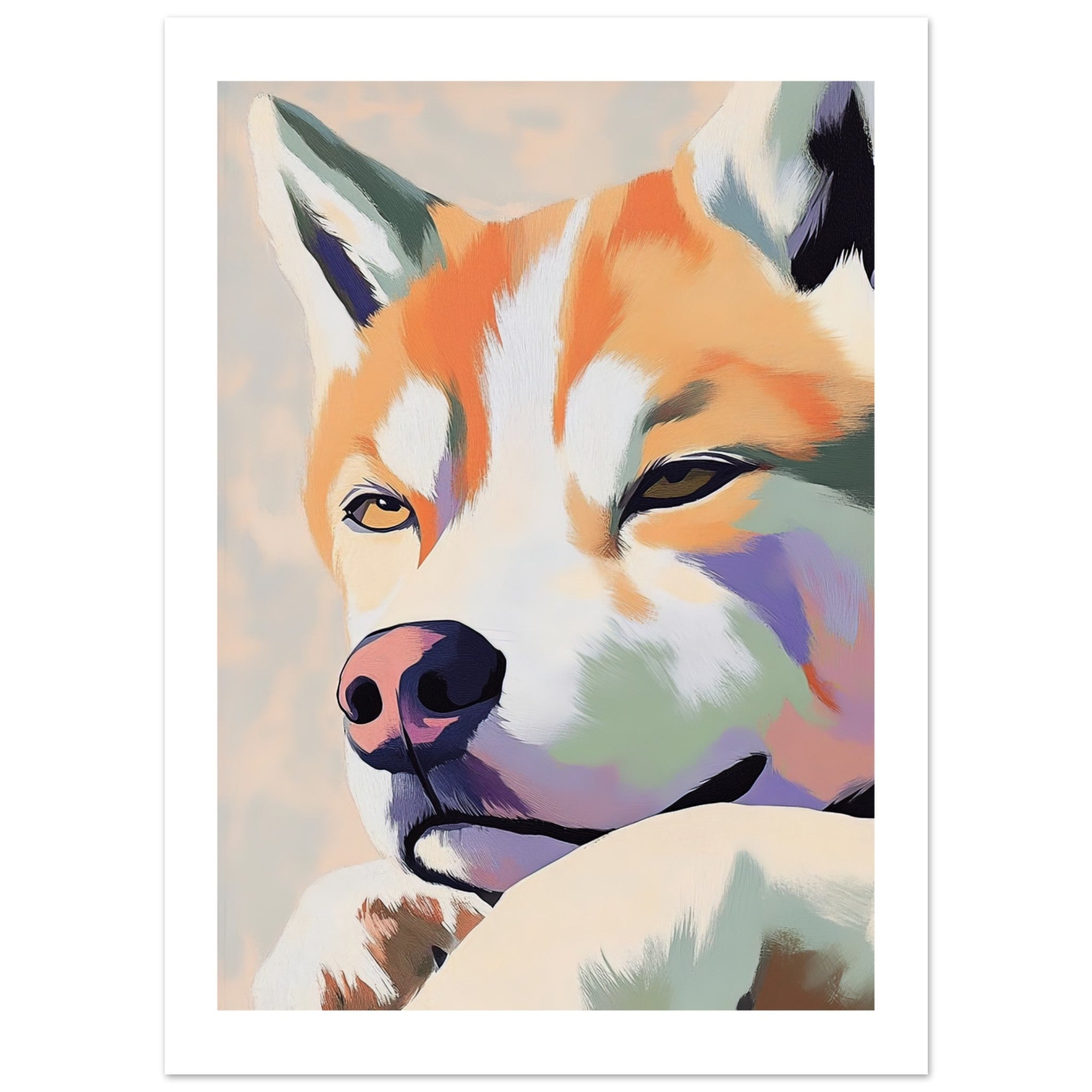 Akita Dog Relaxing Pastel Colored 1