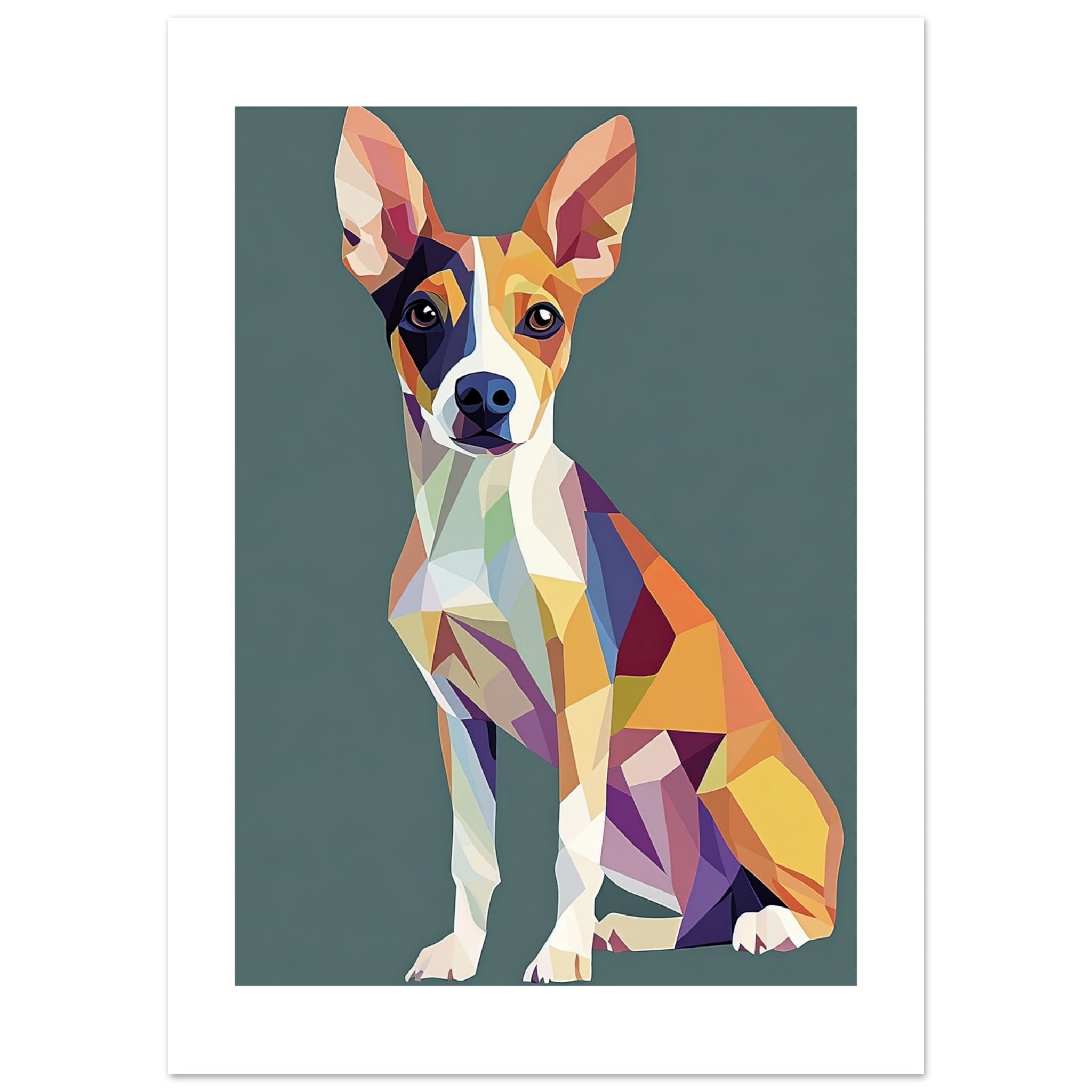 Basenji Dog Illustrated with Colorful Triangles 1