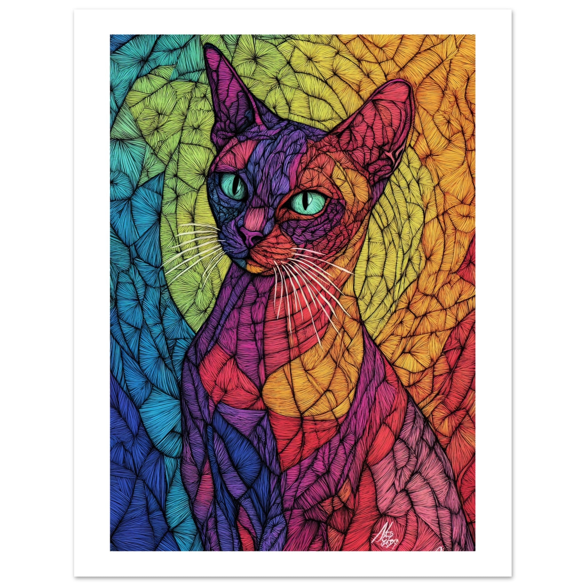 Abyssinian Cat Painted With Tone Pen