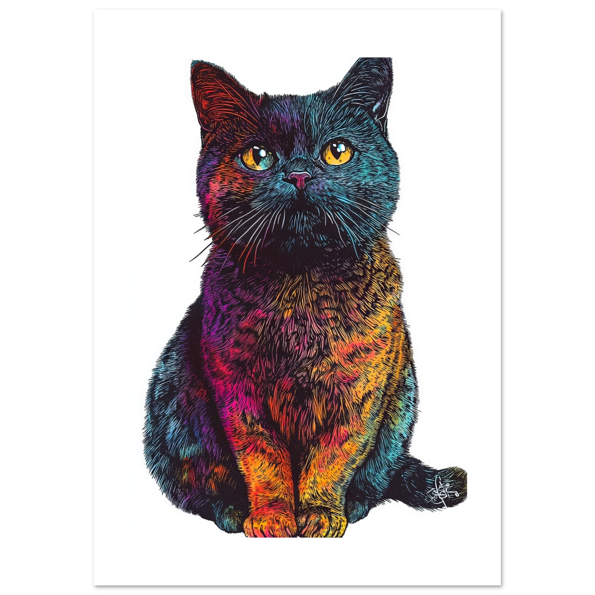 British Shorthair Cat Painted With Tone Pen 2
