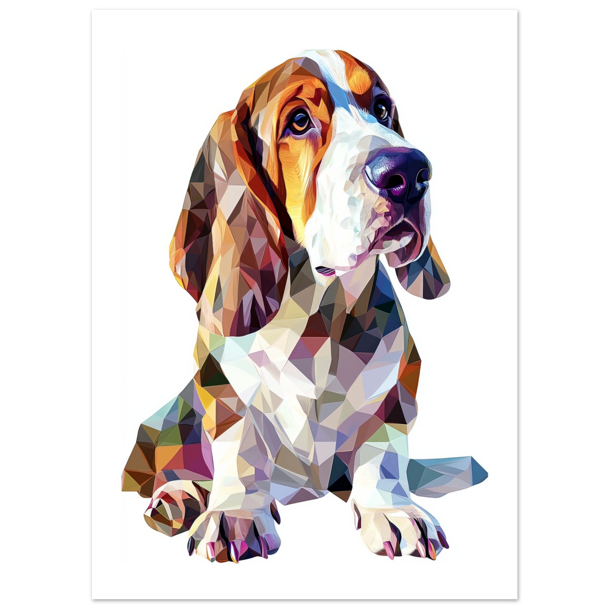 Basset Hound Dog Illustrated with Colorful Triangles 2